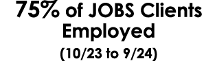 75% of JOBS Clients Employed (10/23 to 9/24)