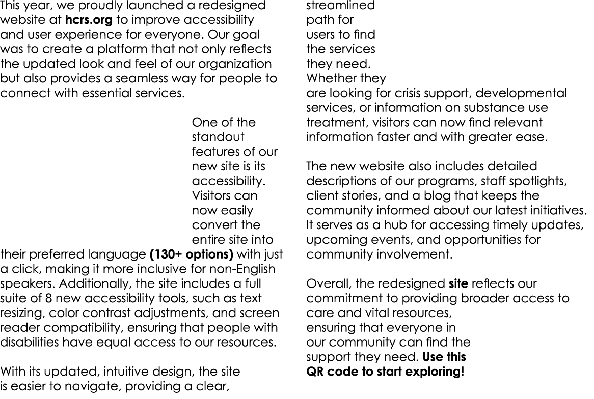 This year, we proudly launched a redesigned website at hcrs.org to improve accessibility and user experience for ever...